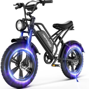 Happyrun Electric Bike for Adults 20" Fat tire with 750W Motor Ebike 48V 18AH Removable Battery 20MPH & 68 Miles