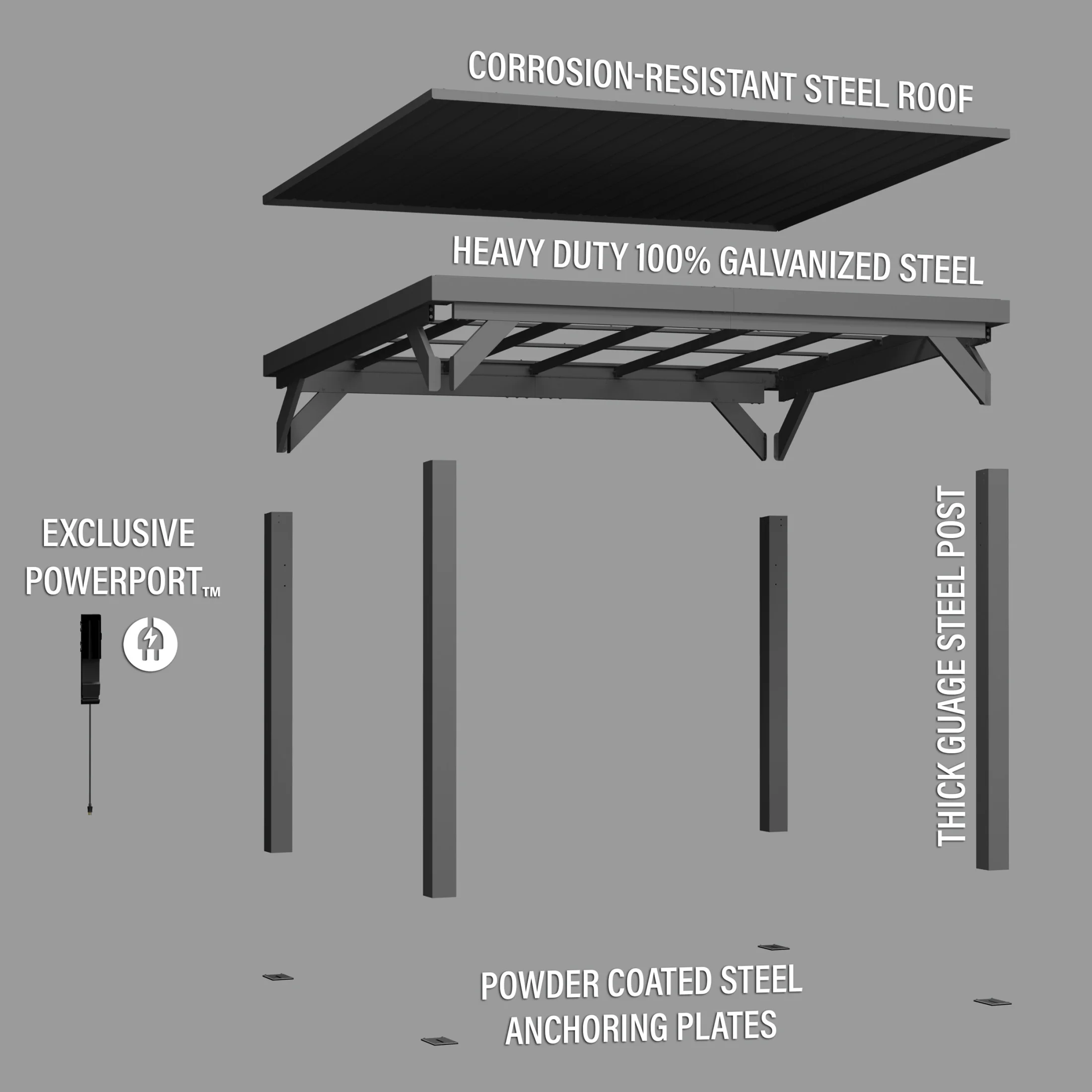 Backyard Discovery Stonebridge 12' x 9.5' Galvanized Steel Gazebo, Steel Roof, PowerPort